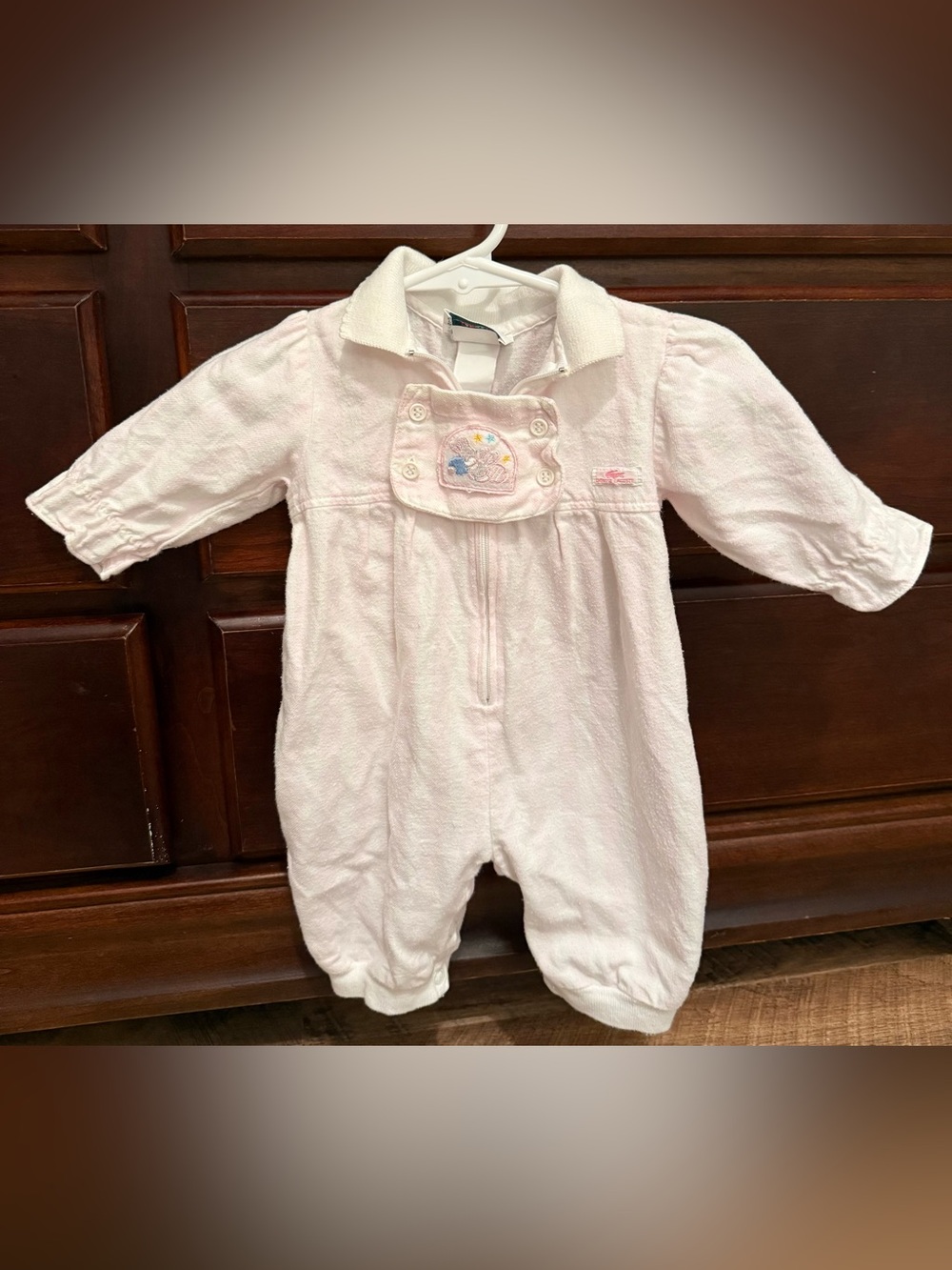 VTG 80s Chemise Lacoste Baby Romper 3M Pink Terry Cotton Alligator Logo